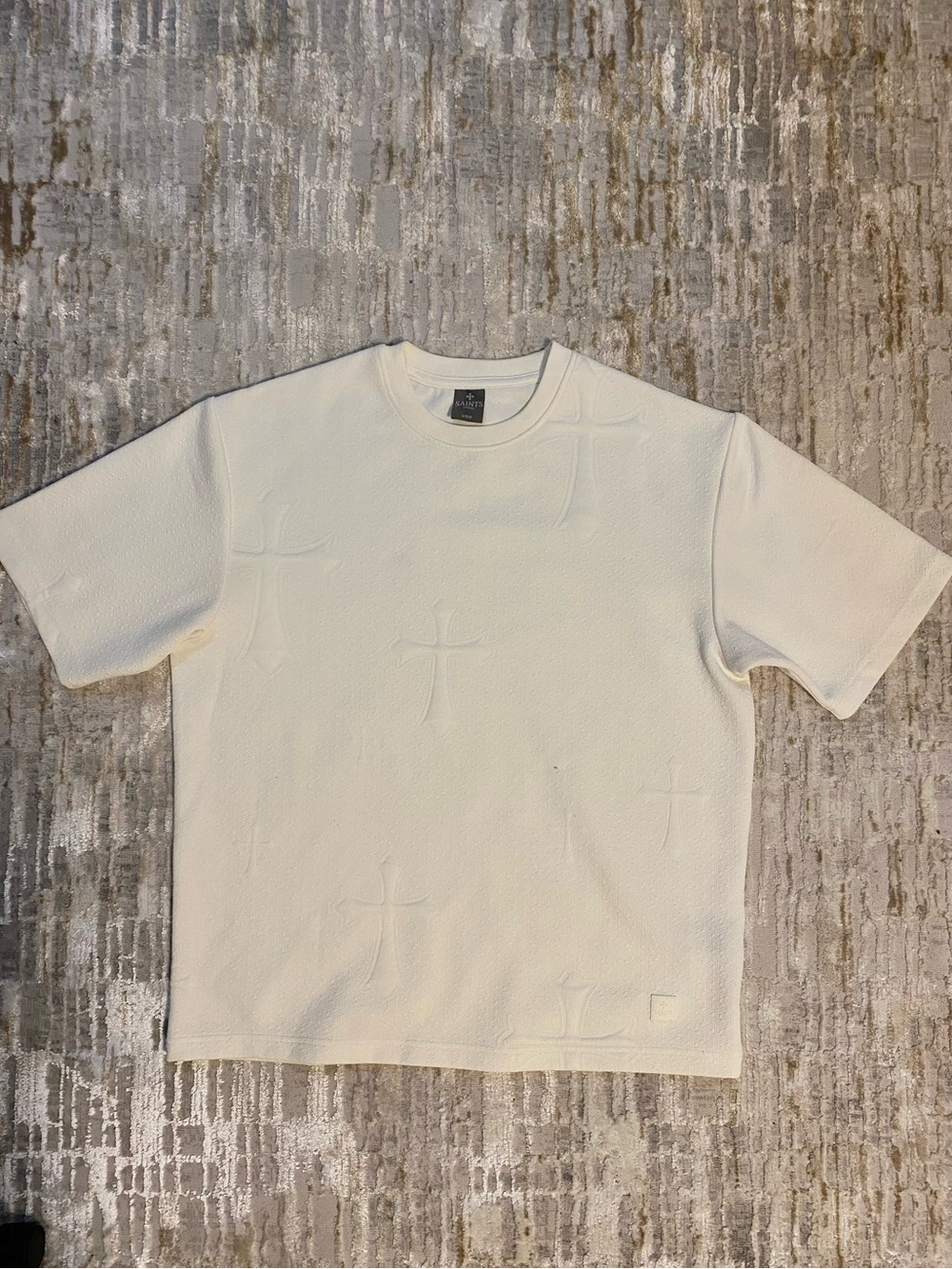 Men's Saints Studio Cream Short-Sleeve Crewneck Shirt